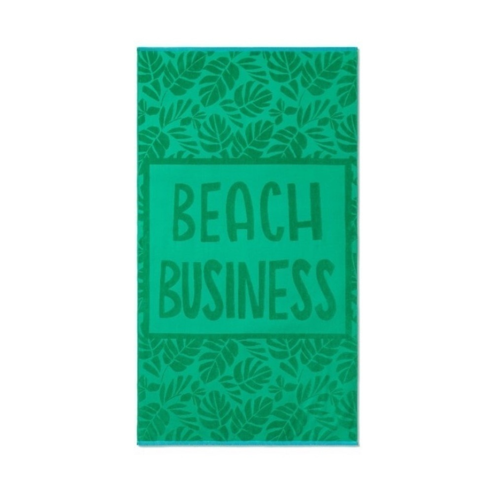 NWT “Beach Business” emerald green beach towel